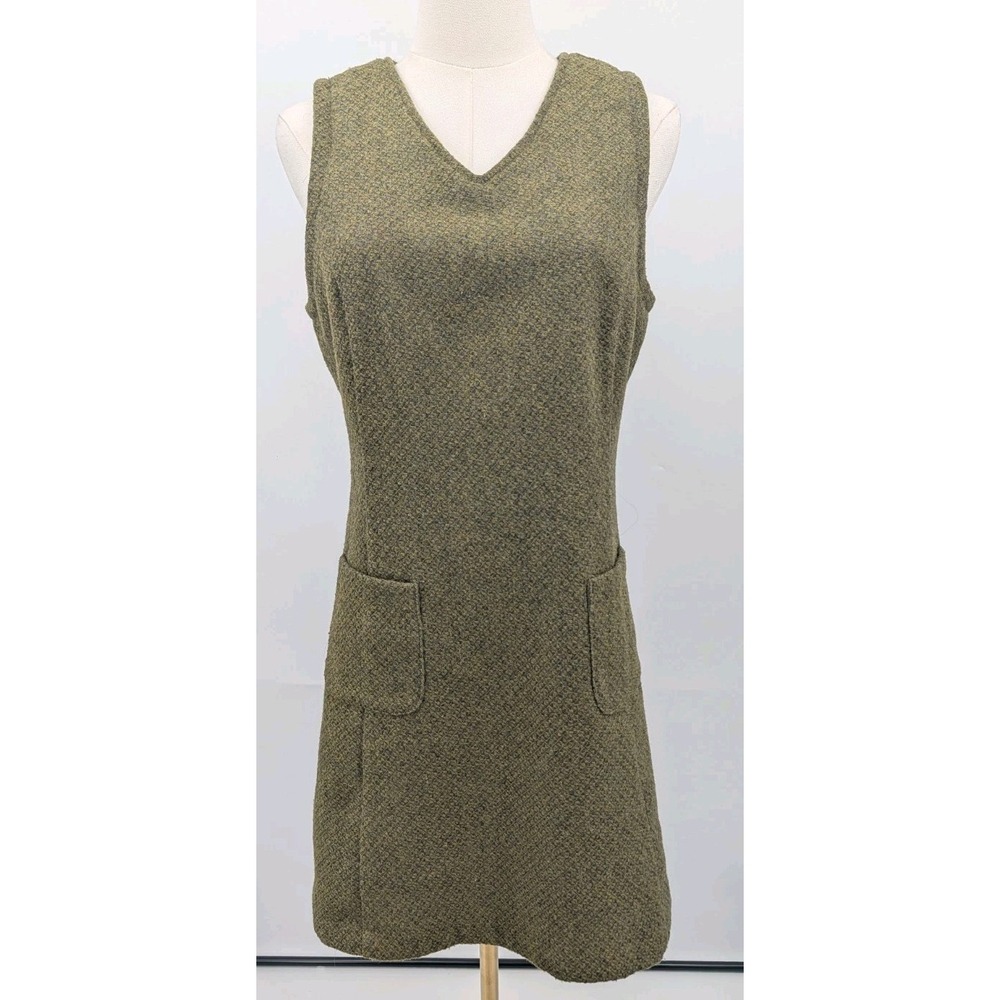 Vintage American Eagle Wool Blend Jumper Dress Size 6 Green Fall Cottagecore